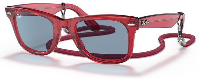 Monture Rouge transparent x Bleu classic