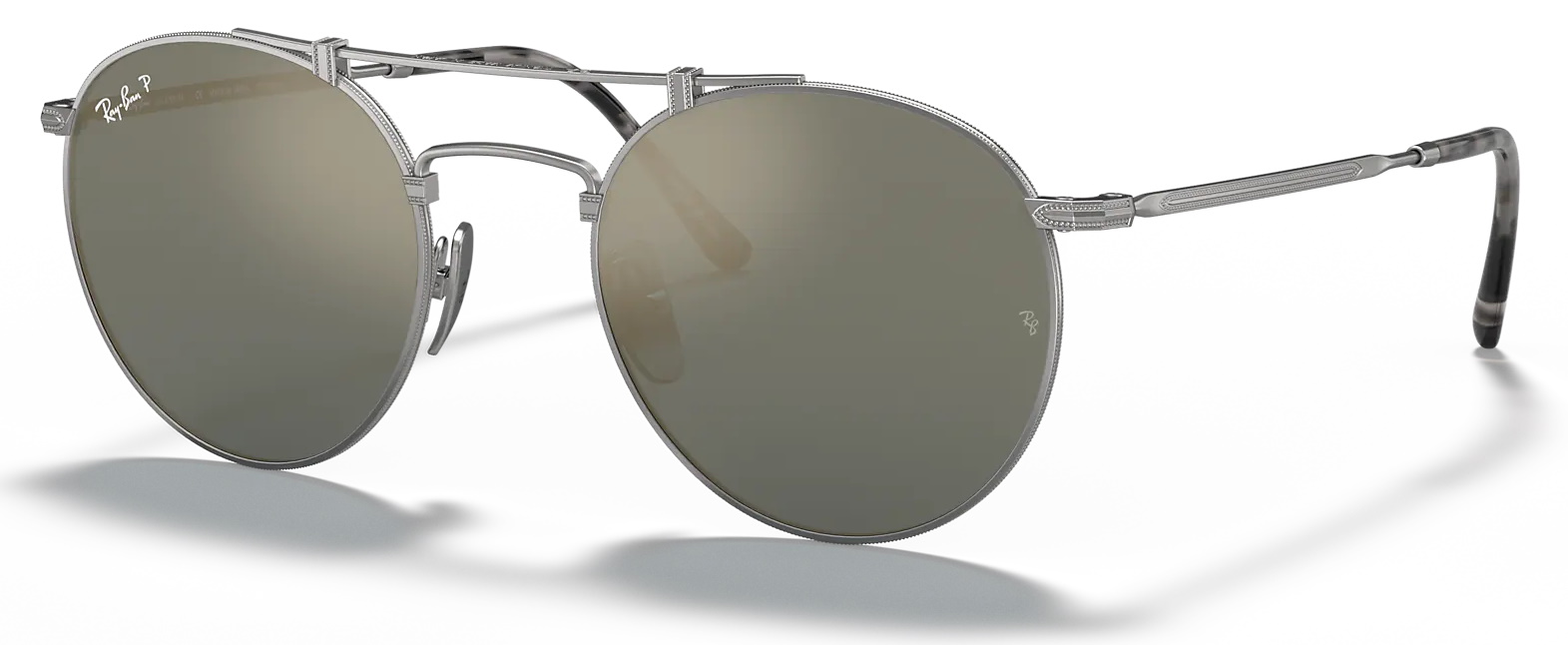Lunettes de soleil Ray-Ban Round Double Bridge Titanium RB8147M 