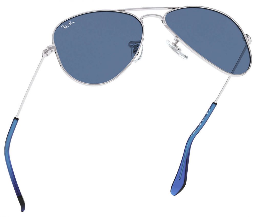 Ray Ban Aviator Junior Matte Black Blue Mirror 50 (4-8)