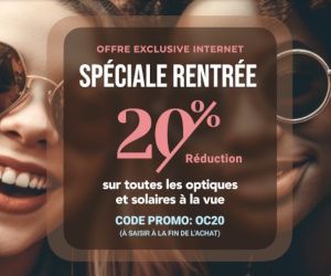 -20% sur l'achat de lunettes de soleil à la vue